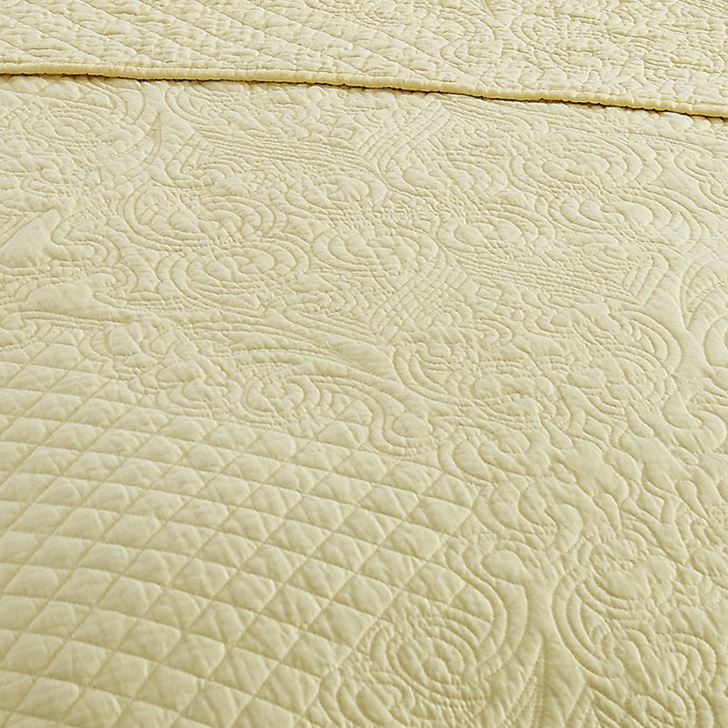 Yellow Twin Cotton Scalloped Quilt Set with Shams