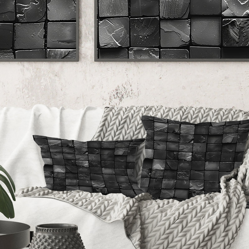 Carreaux de mosaïque gris moderne IV - Coussin lombaire moderne