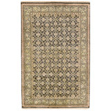 Hand Knotted Wool Area Rug in Black And Gold
