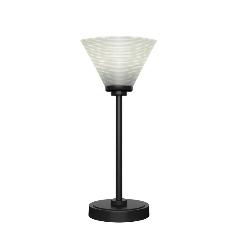Lampe d'appoint Aneka montrée avec verre matriciel de 7 po, Blanc, Granit foncé