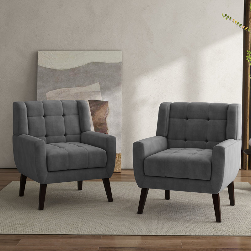 Fauteuil d'appoint Jaqueze, Velours gris velours