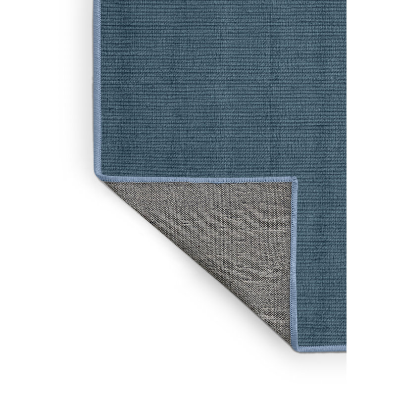 Machine Washable Solid Blue Area Rug, Square 8'