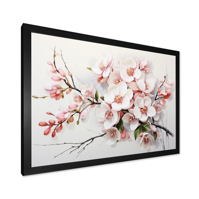 «Pink Orchids Minimalisme Dream I» sur toile, H 34 po x l 44 po x P 1,5 po, Cadre simple noir