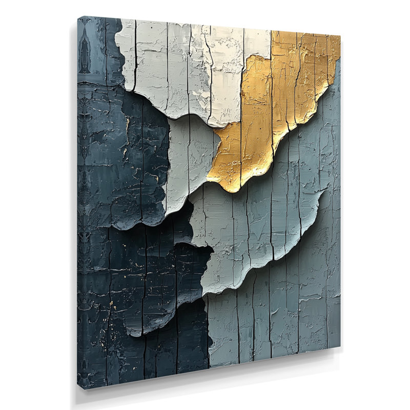 «Skiles Gold Grey», art mural moderne encadré, H 44 po x l 34 po, Toile tendue, Ne s’applique pas