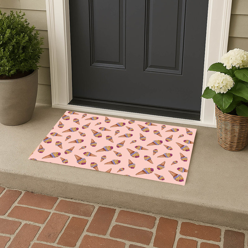 Summer Ice cream Outdoor Doormat, Peach, 34" W x 21" L