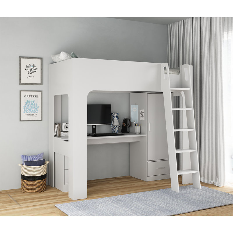 Creline High Sleepers with Storage Included with Built-in Ladder Included with Desk Included, Grey