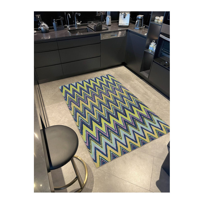 Tapis tissé en croix et à motifs multicolores lavables à la machine, Carré 3 pi 3 po