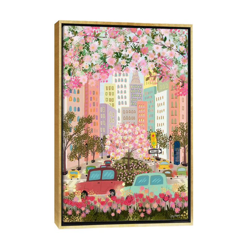 «Hazy Pink Day», reproduction d'art sur toile encadrée, H 40 po x l 26 po, Reproduction encadrée sans passe-partout, Doré