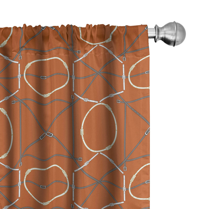 Abstract Semi-Sheer Rod Pocket Curtain Panels, 28" x 95"