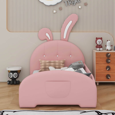 Twin Size Upholstered Rabbit-Shape Princess Bed