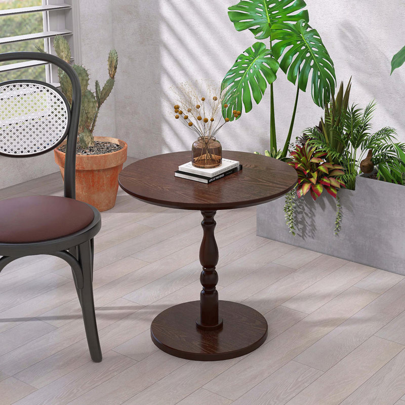Round Side Table, Walnut Brown