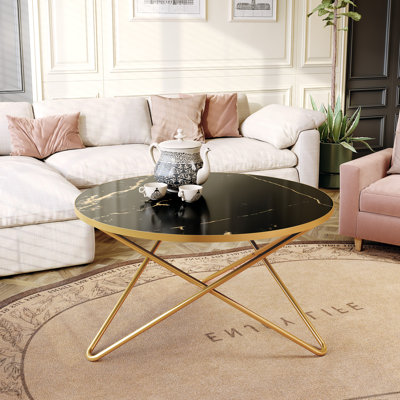 31.49“Modern Faux Marble Top Round End Table For Living Room, or Office