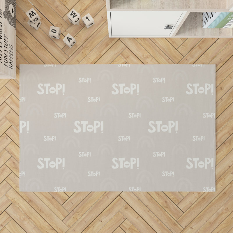 Stop Slate Kids Play Mat, Rectangle 5' x 7', Taupe/Ivory
