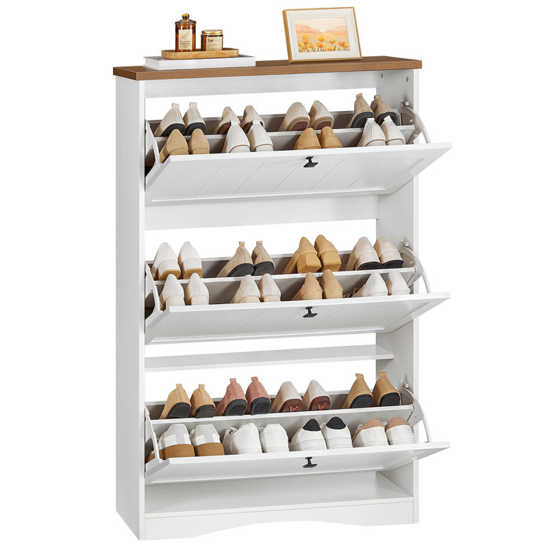 Shoe Storage Cabinet For Entryway With 2 Flip Drawers