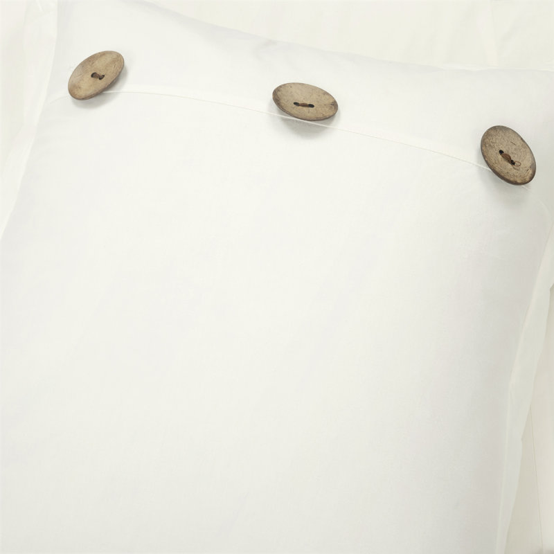 Linen Button Cotton Farmhouse Comforter Set, OffWhite, King Comforter + 4 Additional Pieces