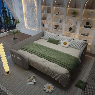 85.1 L-Shaped Teddy Sofa with Pull-Out Bed
