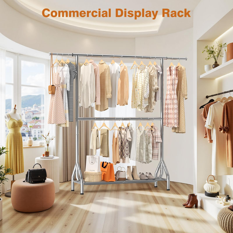 165cm Adjustable Clothing Rack, Silver