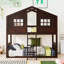 Lit superposé simple au dessus d'un lit simple avec échelle, lit en bois-1028714893