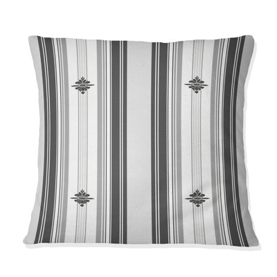 Coussin décoratif gris et blanc à rayures fines - moderne