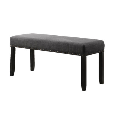 Cool Grey Dining Bench With Marvelous Nailhead Trim - Linen & Cotton Seat Fabric, Solid Hardwood Legs, Fabulous, 44"W X 16.5"D 19"H Style Fabric Upholstery, Strong Fashionable,