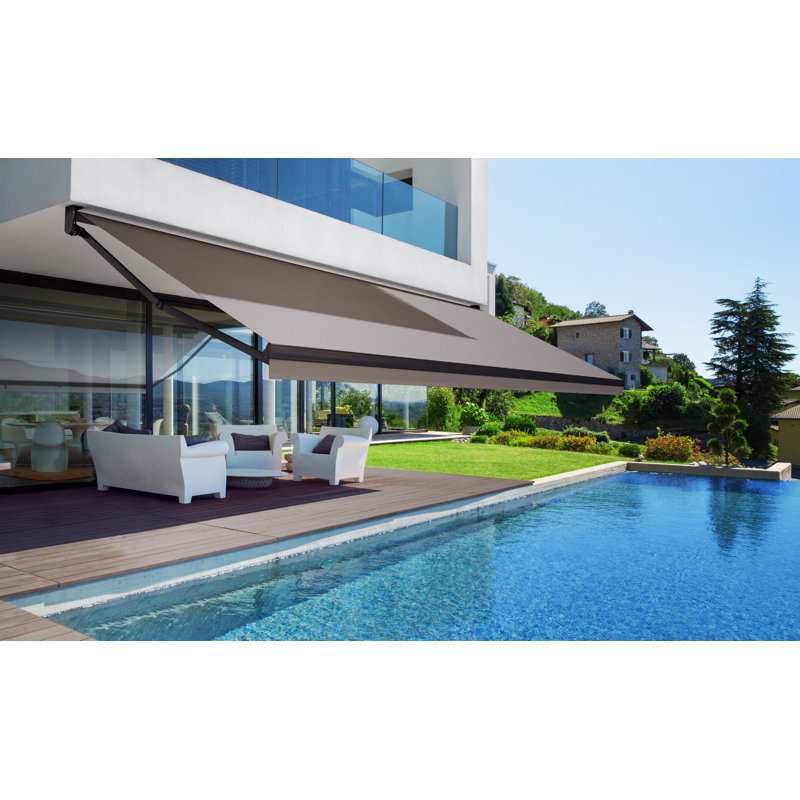 Multiple Awnings 9'' Fabric Cover Retractable Patio Awning, Left, Grey, 9" H x 204" W x 122" D