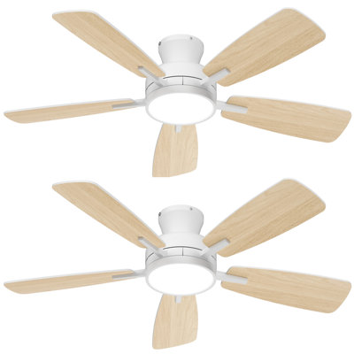 46 Inch Ceiling Fan With Light and Remote Control (Set of 2)