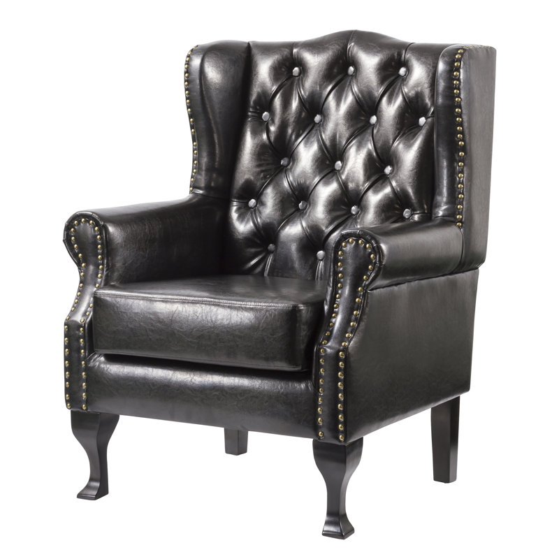 Holbrooke Faux Leather Wingback Chair, Black