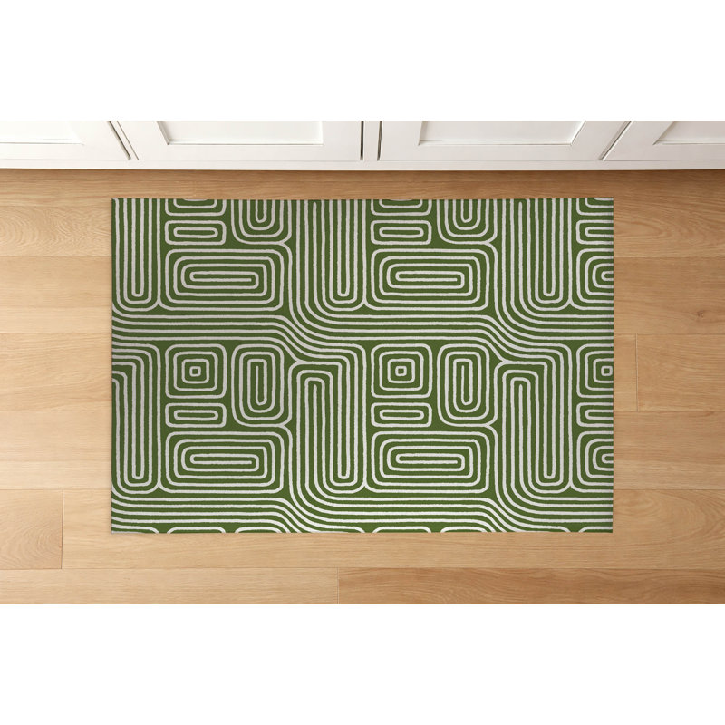 Tapis de cuisine à profil bas Timeless Walk, Rectangle 5 pi x 7 pi, Vert olive