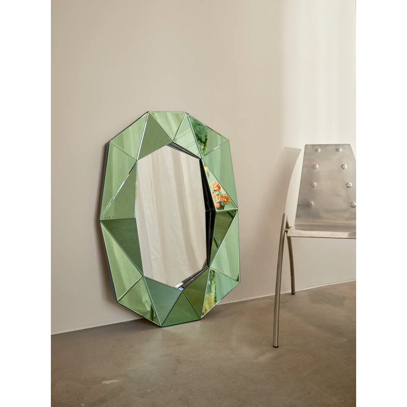 Diamond Manufactured Wood Floor/Wall Mirror, Green, 28.3" x 39.4"