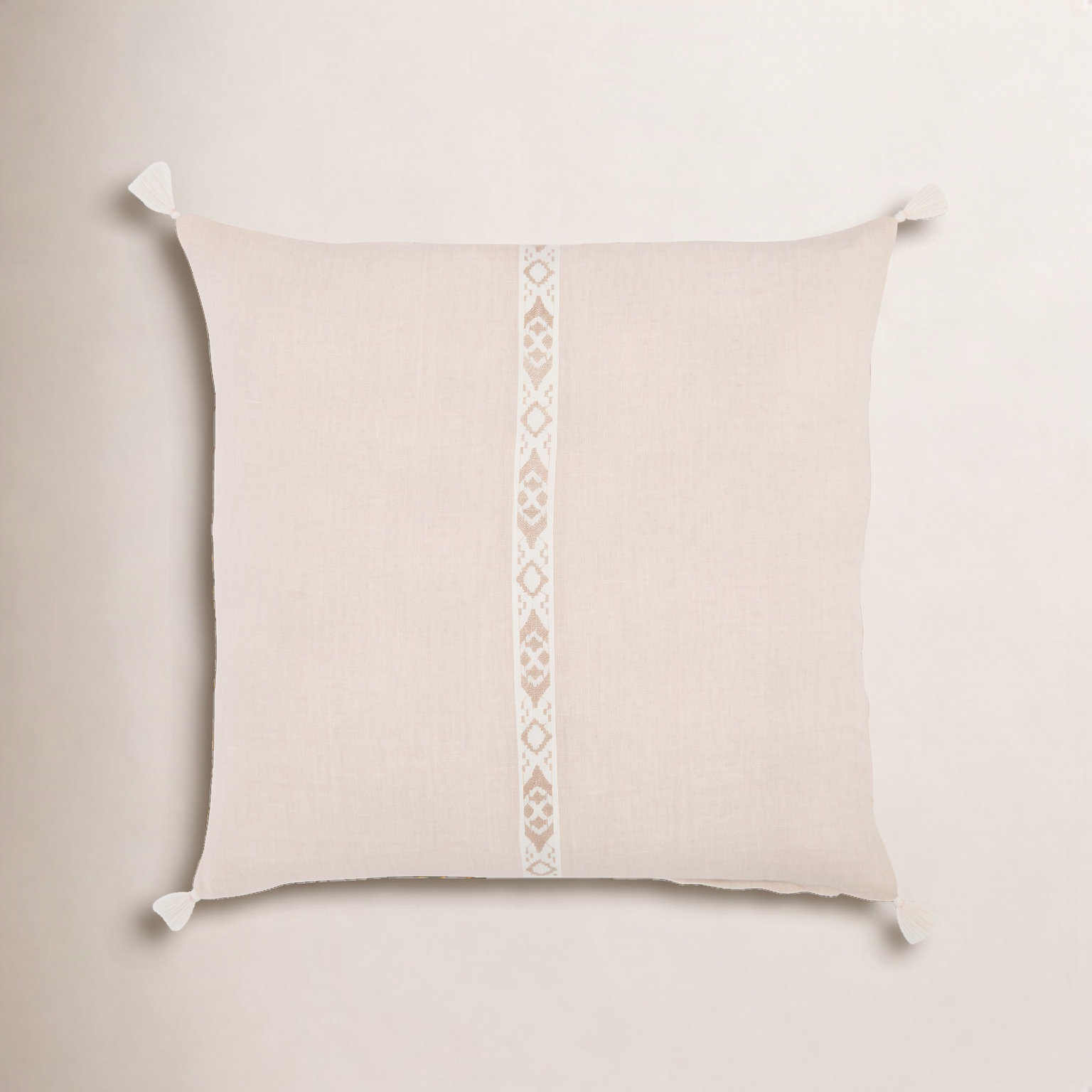 Griffin Embroidered Throw Pillow, Beige, Pillow Cover Only - No Insert