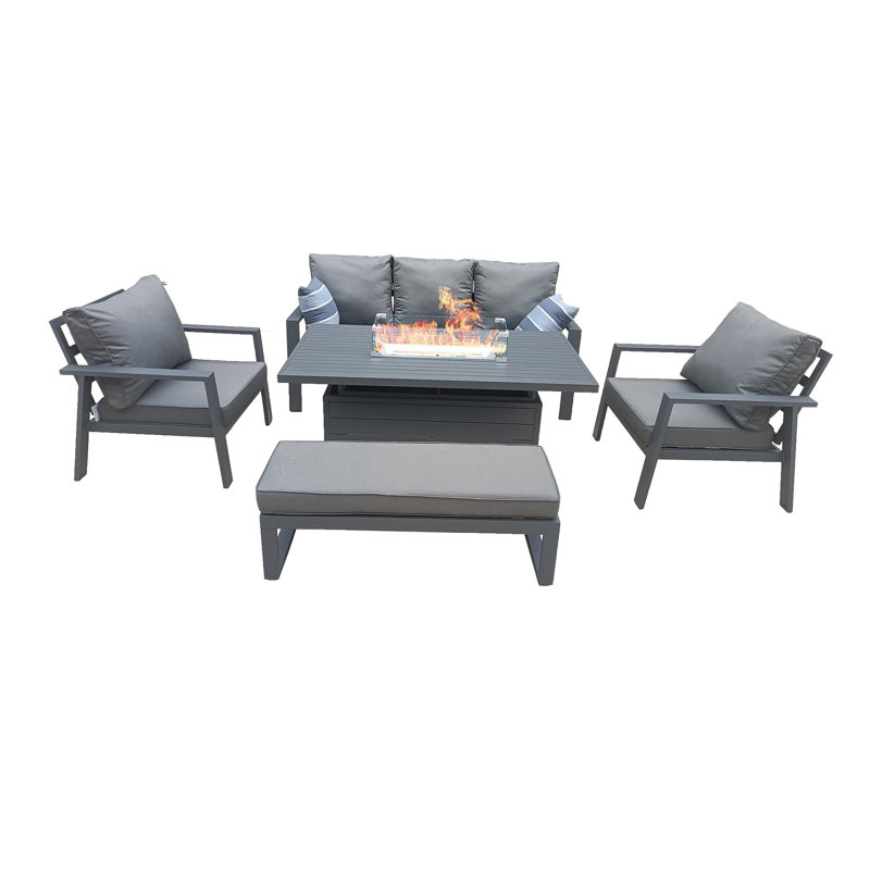 Rectangular 6 - Piece 6 - Person 150Cm L Aluminum Outdoor Table Set