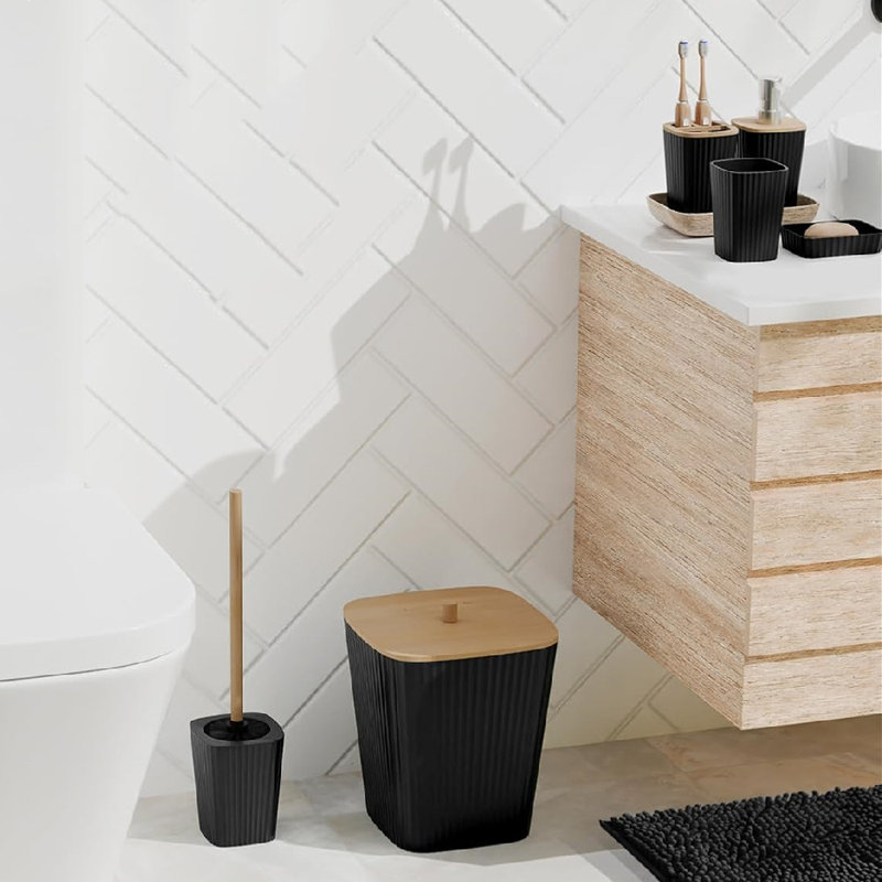22 Pieces Boho Stylish Bathroom Accessories Set,Durable And Space Saving, Matte Black