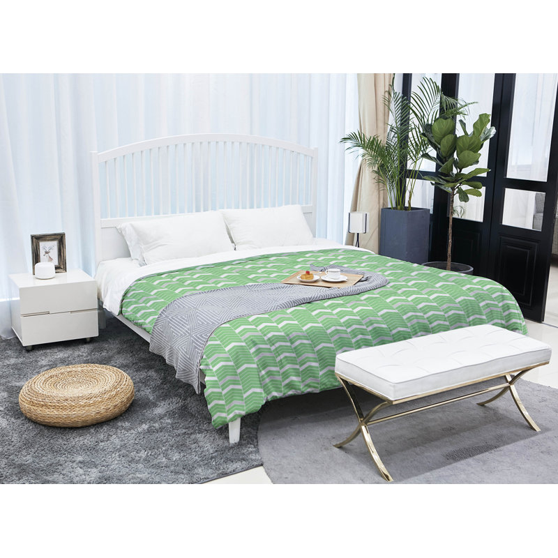 Édredon réversible en microfibre Rhonda Cheval, Édredon simple TG, Vert / Gris