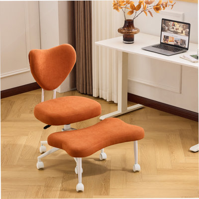 Meditation Chair, An Ergonomic Cross-Legged Seating Chair With Lumbar Support And A Height-Adjustable Seat Cushion, Ideal For People Engaged In High-Intensity Office Work. ORANGE