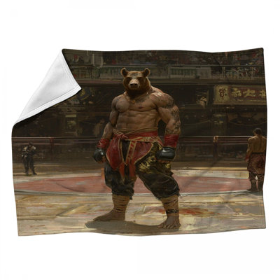 Jeté polaire Bear Fighter - Jeté de fantaisie pour canapé ou lit