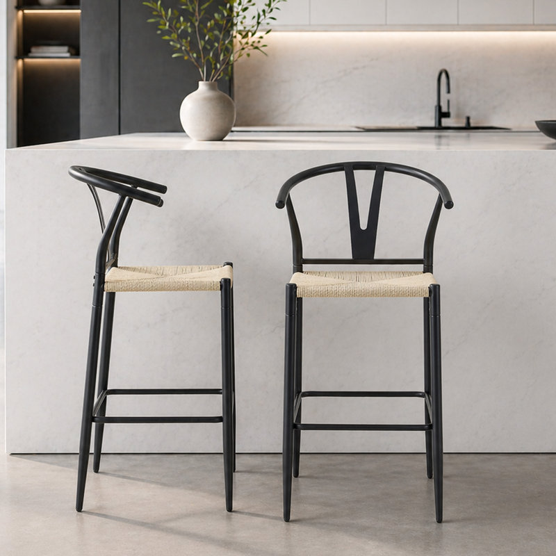 Tabouret de bar 26 po avec structure en métal , Noir