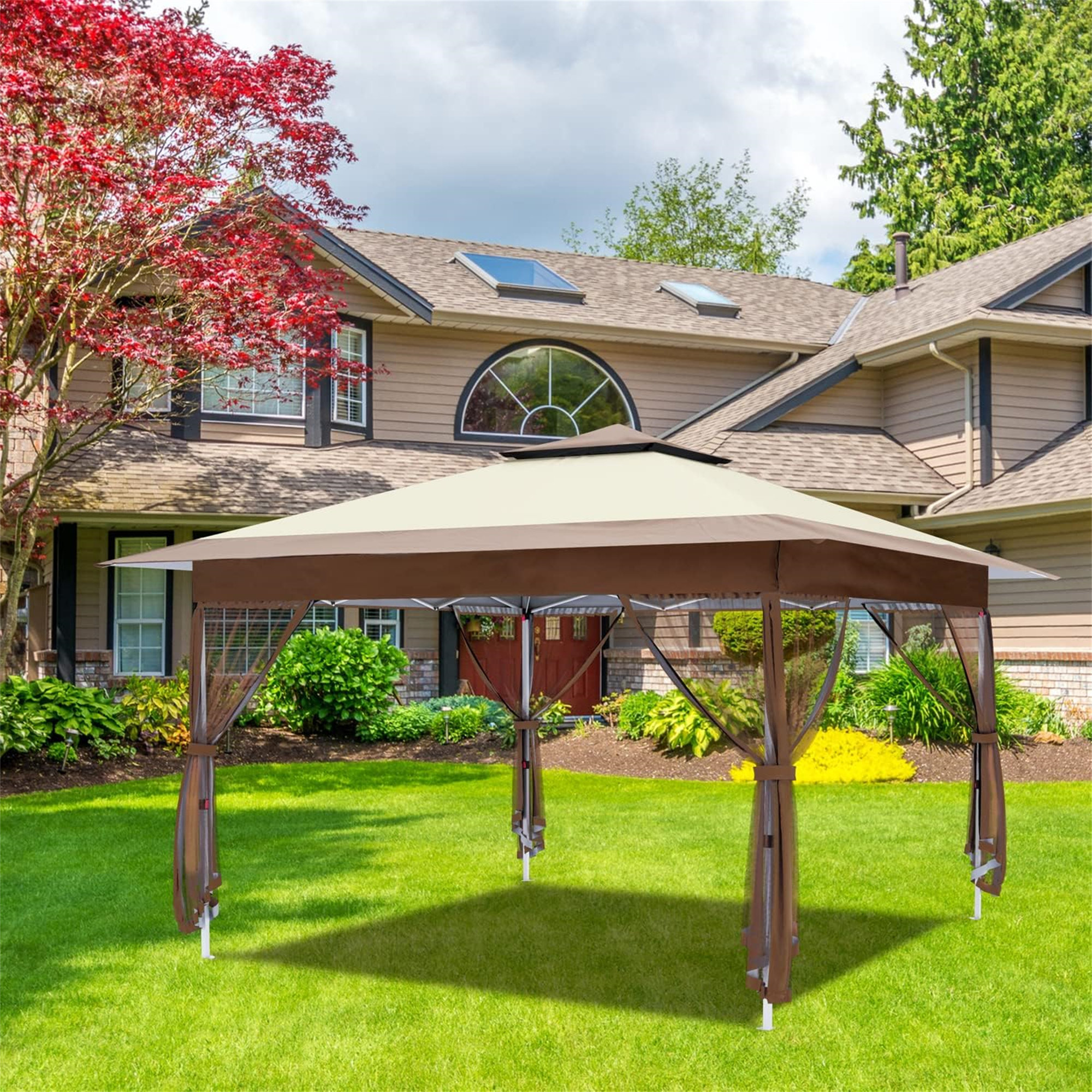 FODORL 12‘x12’ Outdoor Quick Set Up Canopy Tent with Curtains &amp; Shelter ...