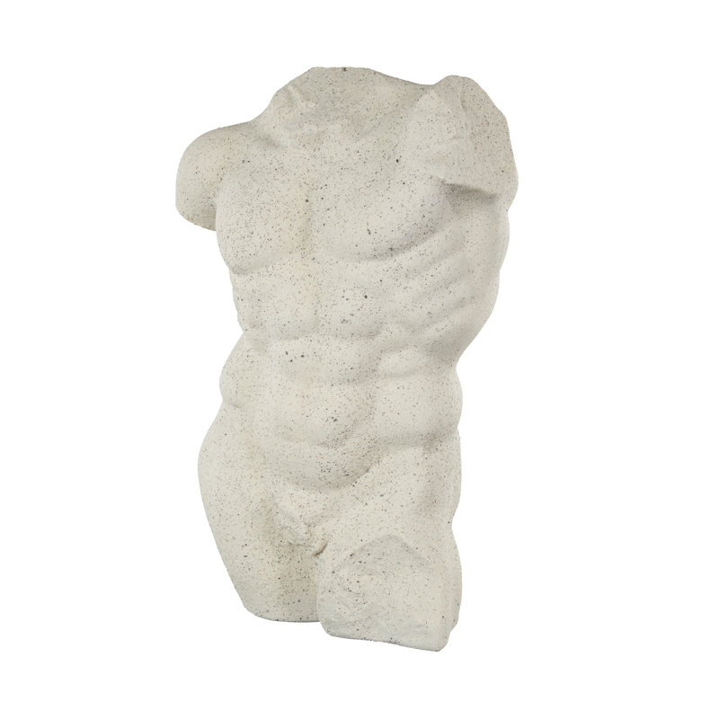 Cole And Grey Polystone Textured People Decorative Sculpture With Black Speckles, 19.7" H x 13.1" W x 7.5" D