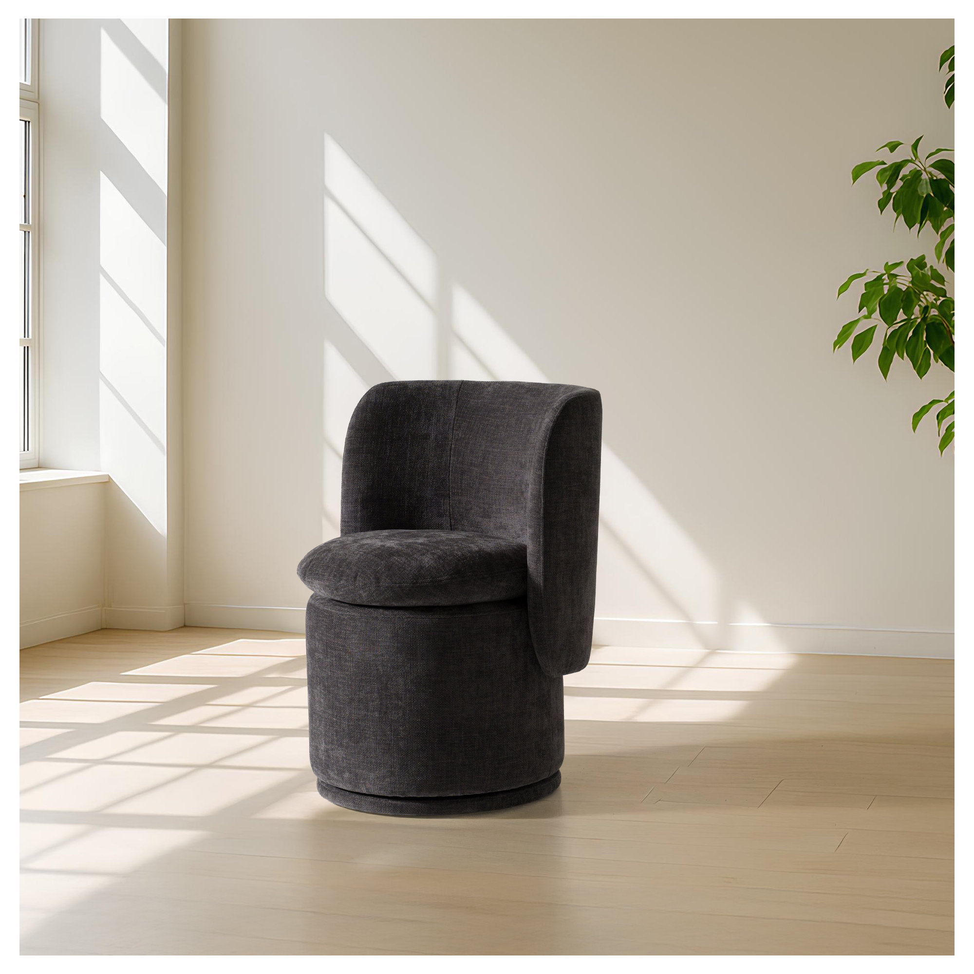 Kepler Swivel Side Chair, Dark Gray Basketweave