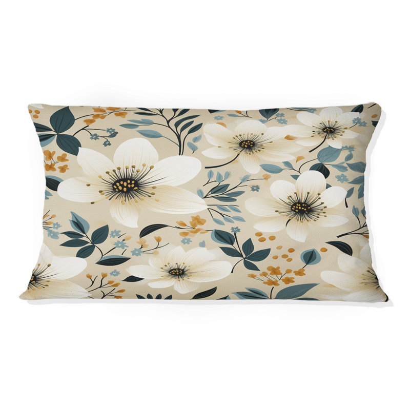 Classic Romance White Floral Serenade - Coussin imprimé floral