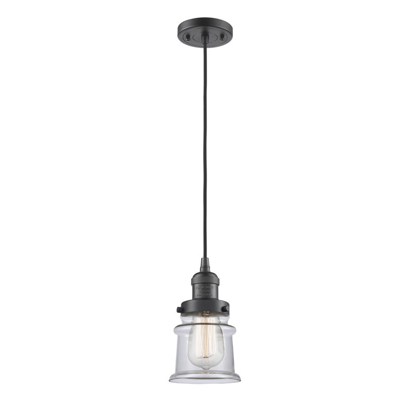 Luminaire suspendu en forme de cloche à 1 lumière Alexandira, Ampoule DEL 6 watts Vinage, Transparent, Bronze huilé