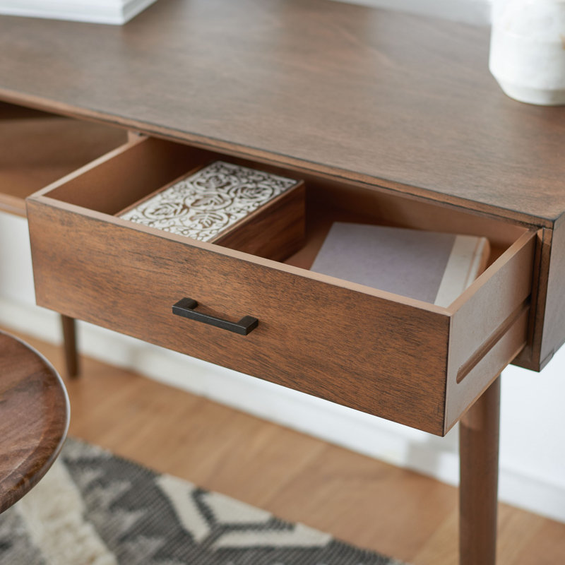 Bureau moderne 42 po avec tiroir de rangement et tablette pour bureau personnel Modern Fogg, Brun
