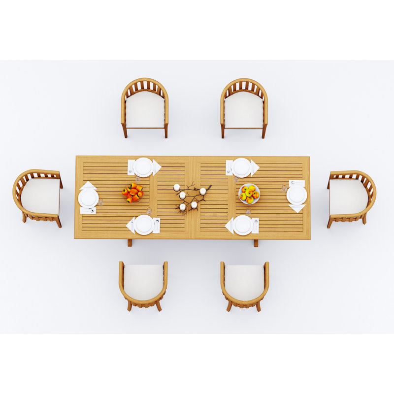 Lenong Teak Wood Patio Dining Set with, 6