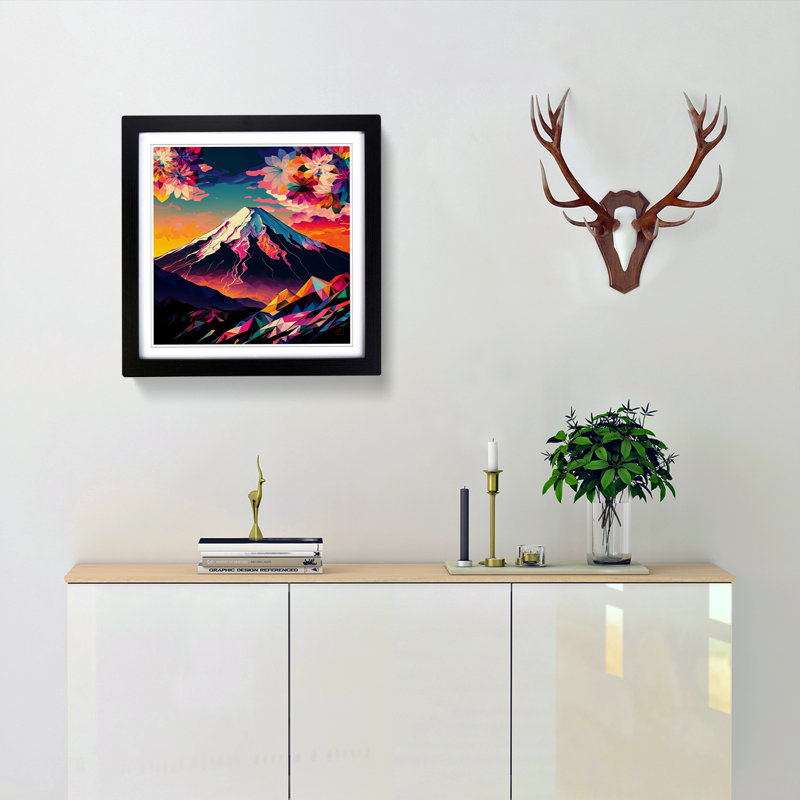 Mount Fuji Fauvism - Framed Print, Black