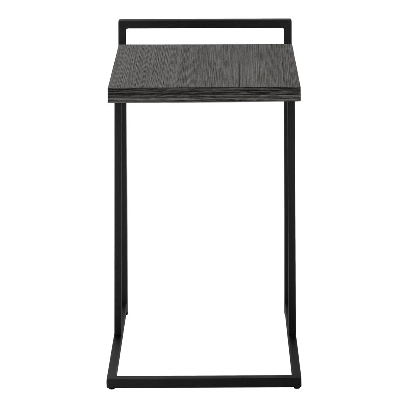 Accent Table, C-shaped, End, Side, Snack, Living Room, Bedroom, Metal, Laminate, Dark Gray, Black
