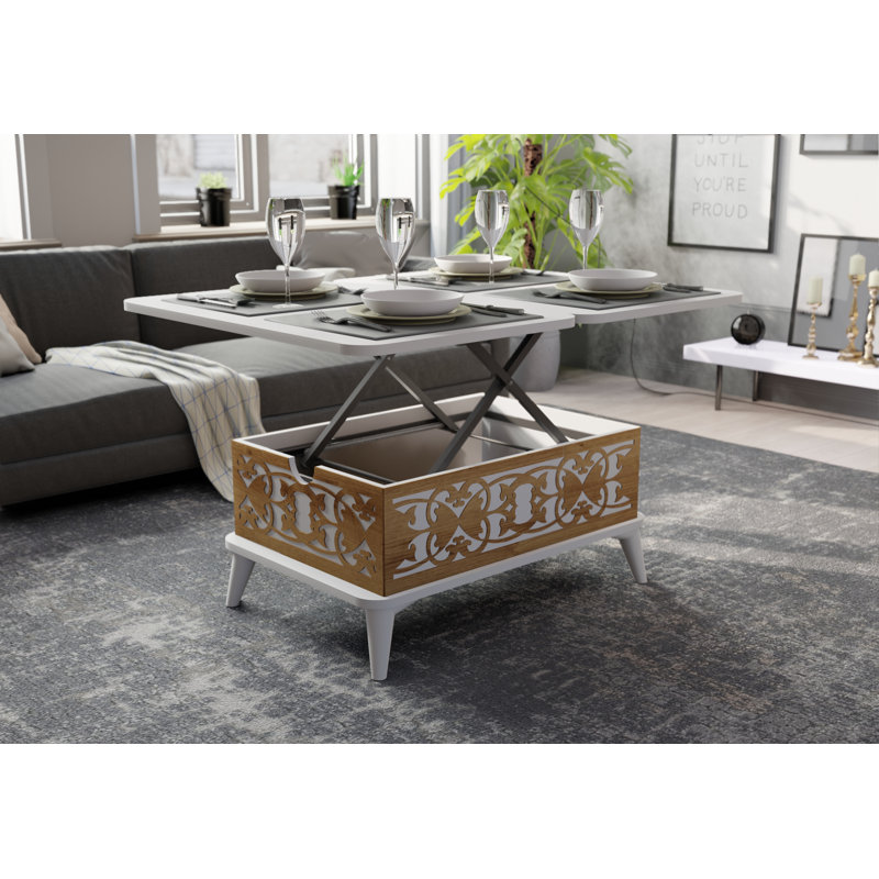 Lift Top Extendable Frame Coffee Table with Storage