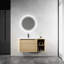 Meuble-lavabo de 40 po avec installation murale, lavabo en céramique blanche, petites tablettes de rangement, charnières à fermeture en douceur, 45 poignées cachées, contreplaqué de style chêne américain Kd, fermeture de porte, pour une utilisation quotidienne