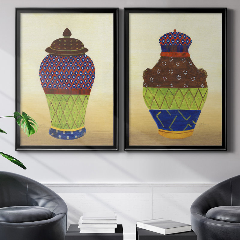 «Marrakech Urn I», ensemble de 2 reproductions d'art, H 18,5 po x l 49 po x P 1,5 po, H 31,5 po x l 47 po x P 1,5 po