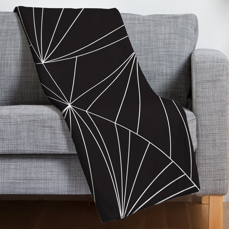 Hello Sayang Printed Throw Blanket, 50" W x 60" L, Black Geometric 2