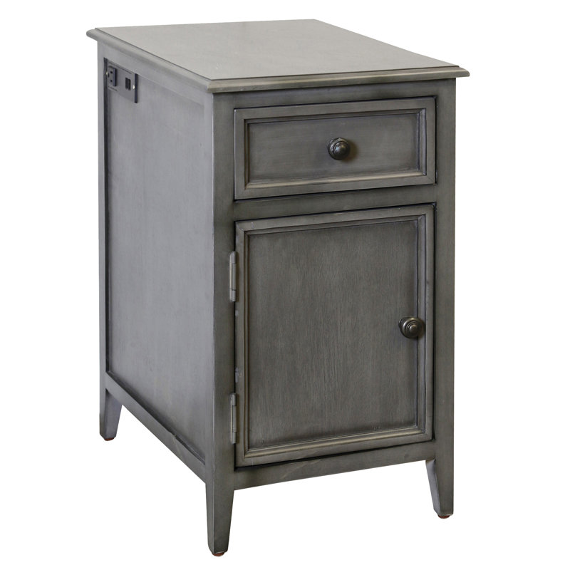 Table d'appoint avec tiroir et armoire, Gris ardoise